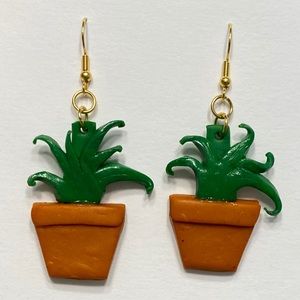Potted Plant Gold Dangle